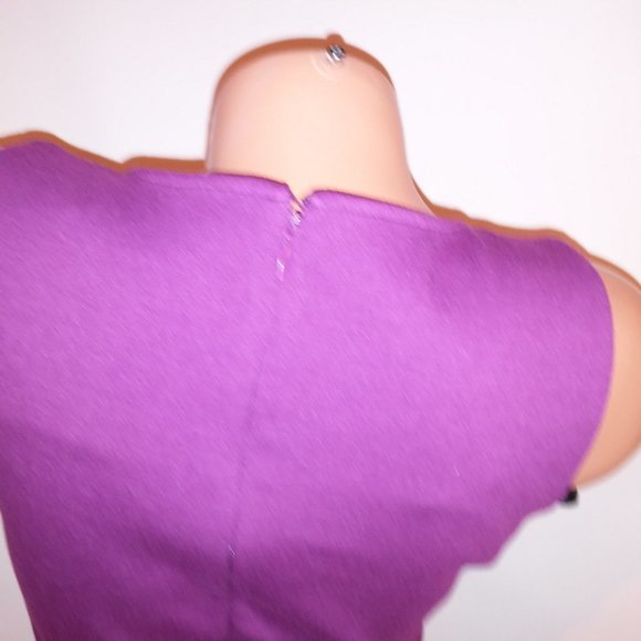 Ivank Trump Pencil Dress Size 4 Solid Purple Sleeveless Gold Hardware Criss Cros - Picture 6 of 12